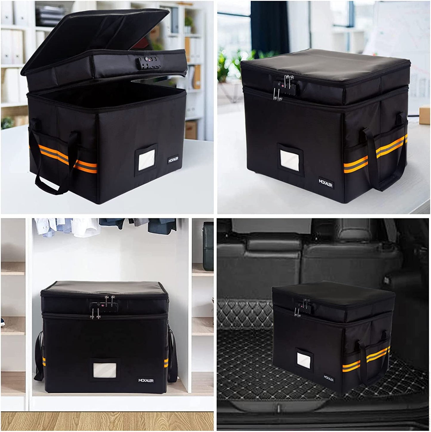 Portable Water-Resistant, Fireproof Locking Organizer File Box