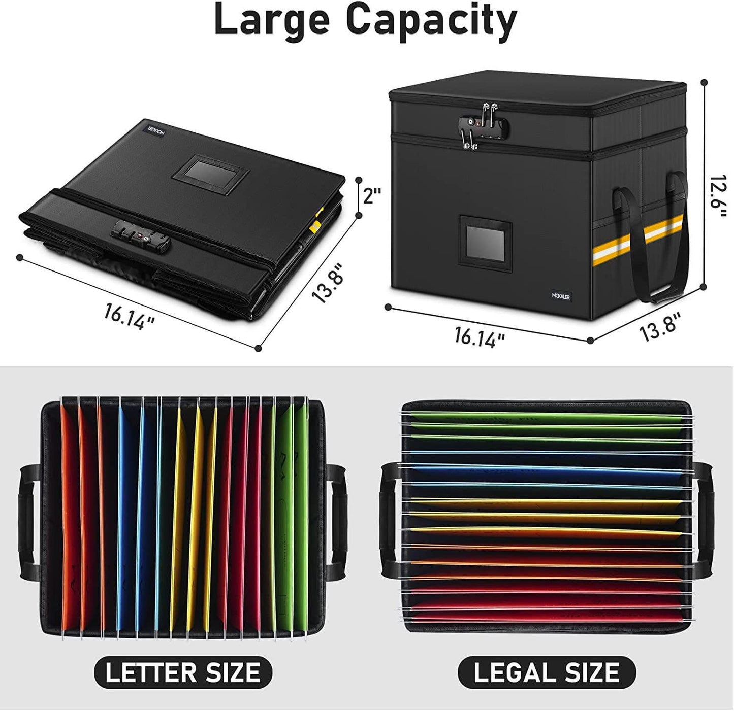 Portable Water-Resistant, Fireproof Locking Organizer File Box