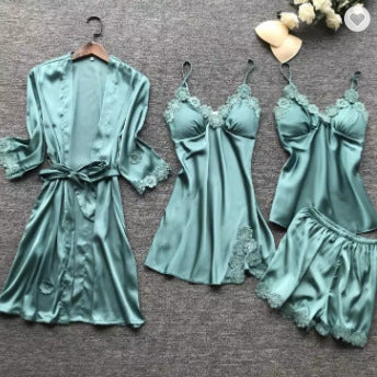 4 Pieces Pajamas Set: Night Gown, Long Dress, Short Dress and Pants