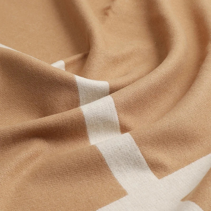 Wool Cashmere King Size Woven Luxury 100% Wool Fleece Throw