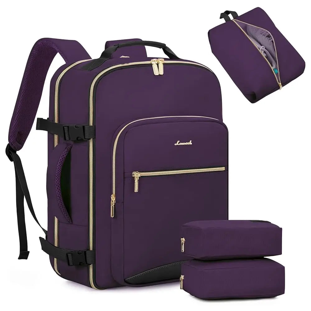 TSA Flight Approved Carry on Backpack Waterproof Luggage With 3 Packing Cubes