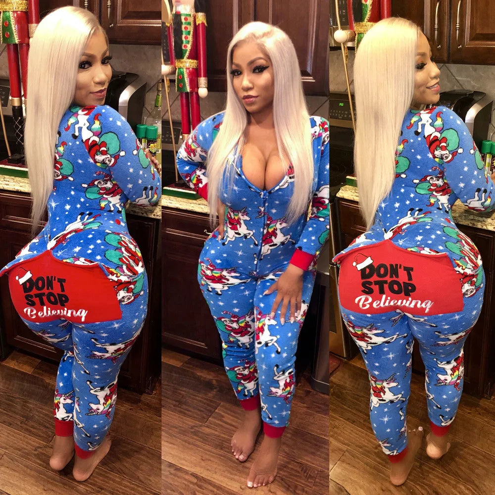Christmas Pajamas Loungewear Onesie Sleep Lounge Wear Set Women Sleepwear