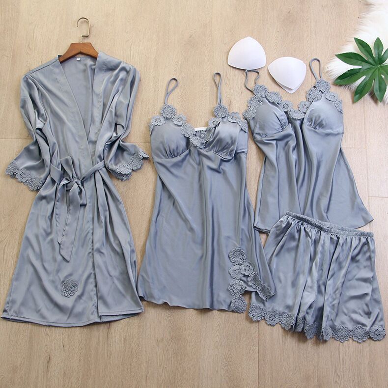 4 Pieces Pajamas Set: Night Gown, Long Dress, Short Dress and Pants