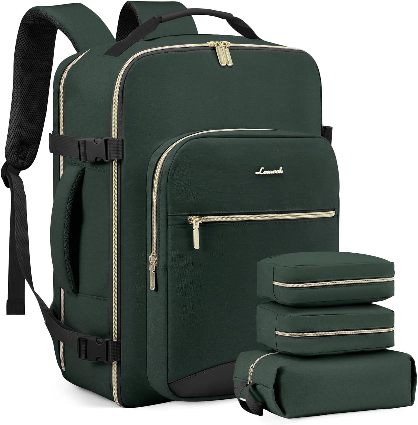 TSA Flight Approved Carry on Backpack Waterproof Luggage With 3 Packing Cubes