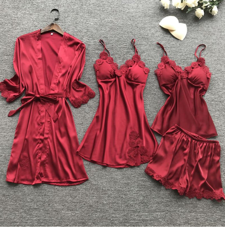 4 Pieces Pajamas Set: Night Gown, Long Dress, Short Dress and Pants