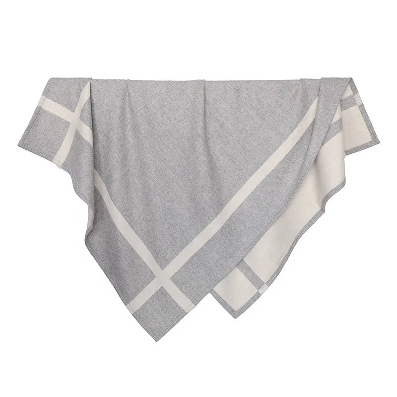 Wool Cashmere King Size Woven Luxury 100% Wool Fleece Throw