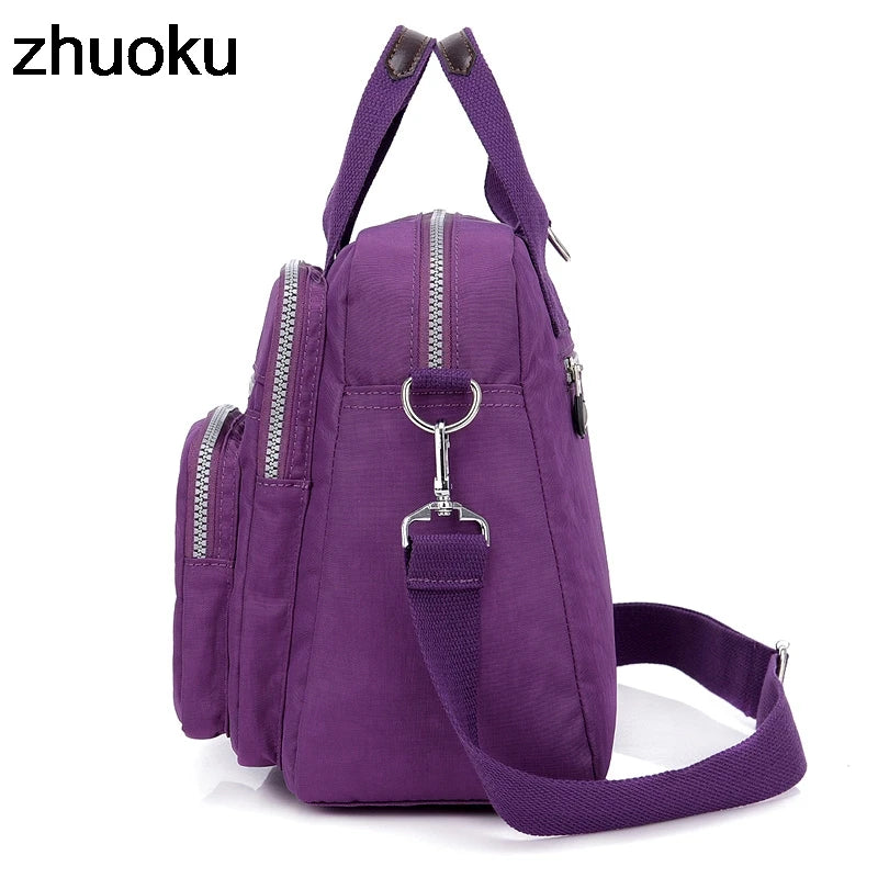 Women Messenger Light Travel Waterproof Nylon Double Shoulder Crossbody Tote Bag