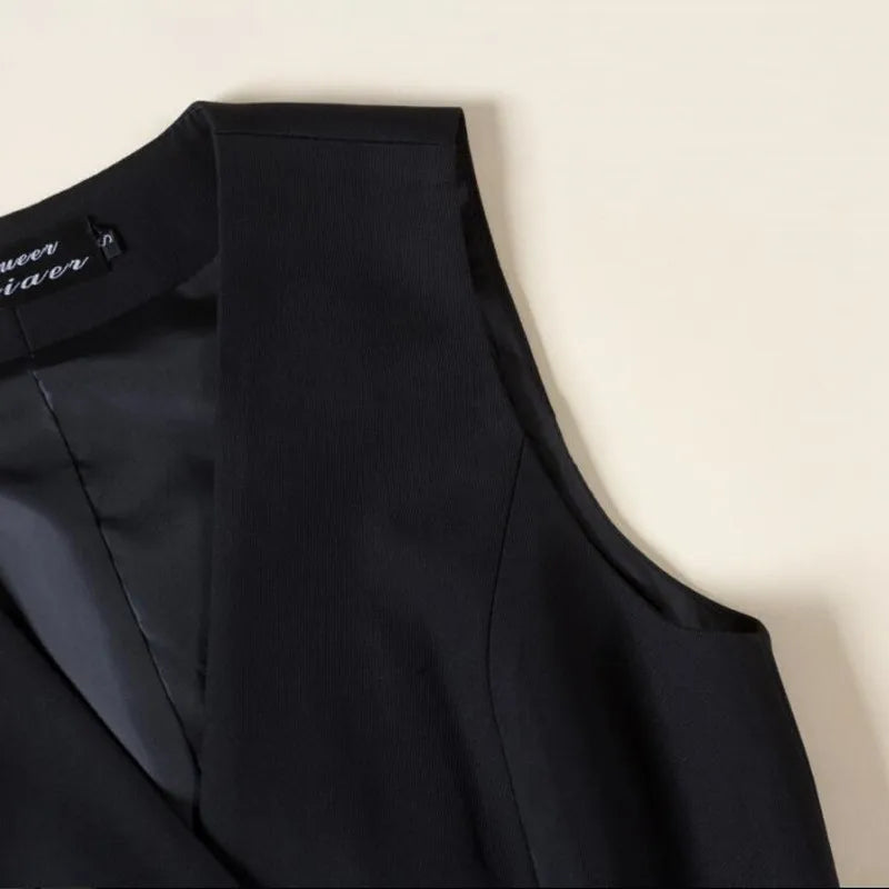 Business Women Vest Work Wear Uniforms Slim v Neck