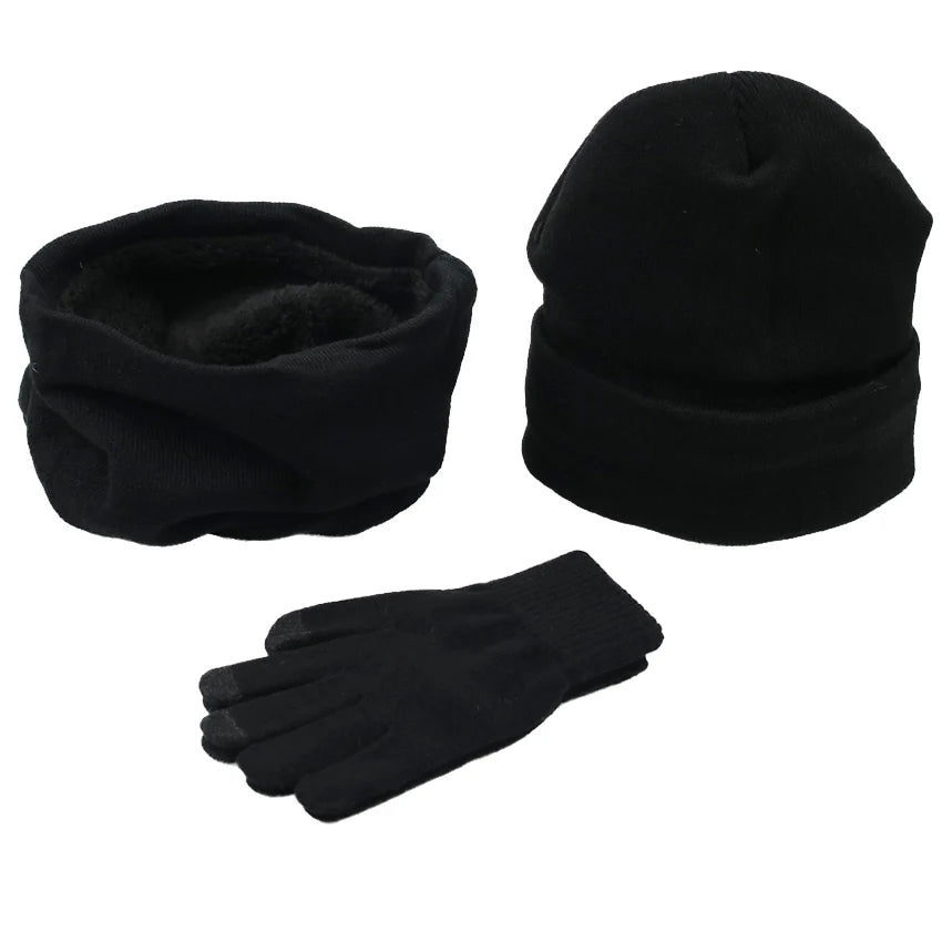 Women Winter 3 Pieces/Set Hat Beanie Scarf Glove