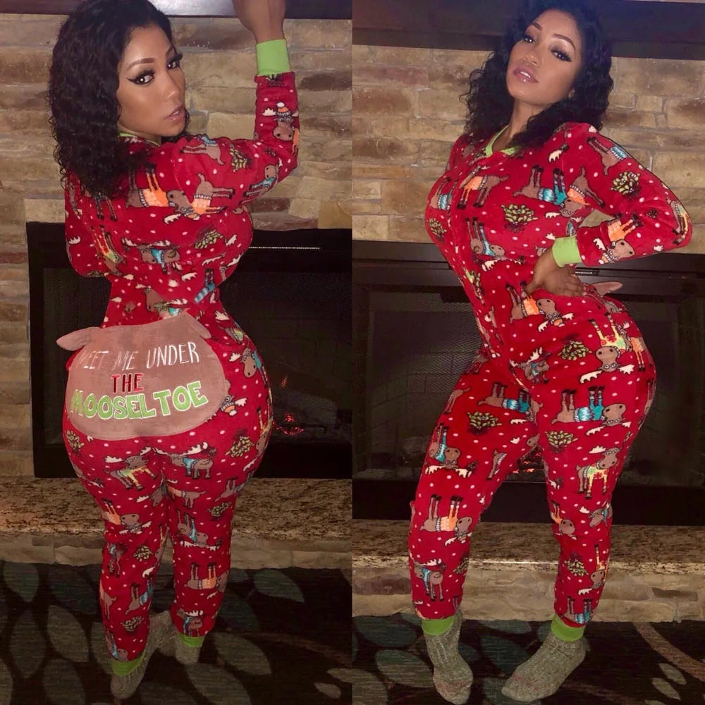Christmas Pajamas Loungewear Onesie Sleep Lounge Wear Set Women Sleepwear