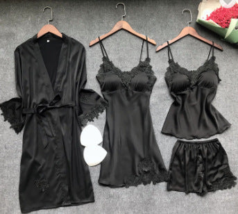 4 Pieces Pajamas Set: Night Gown, Long Dress, Short Dress and Pants