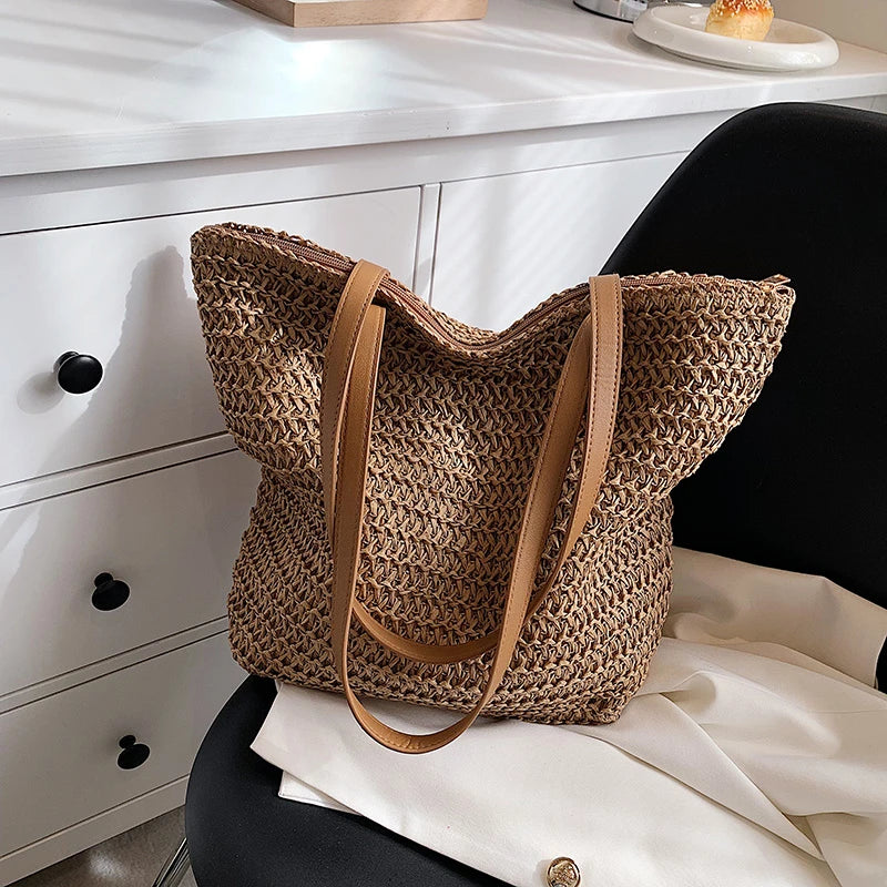Hand-Woven Bohemian Summer Fashion Straw Beach Bag