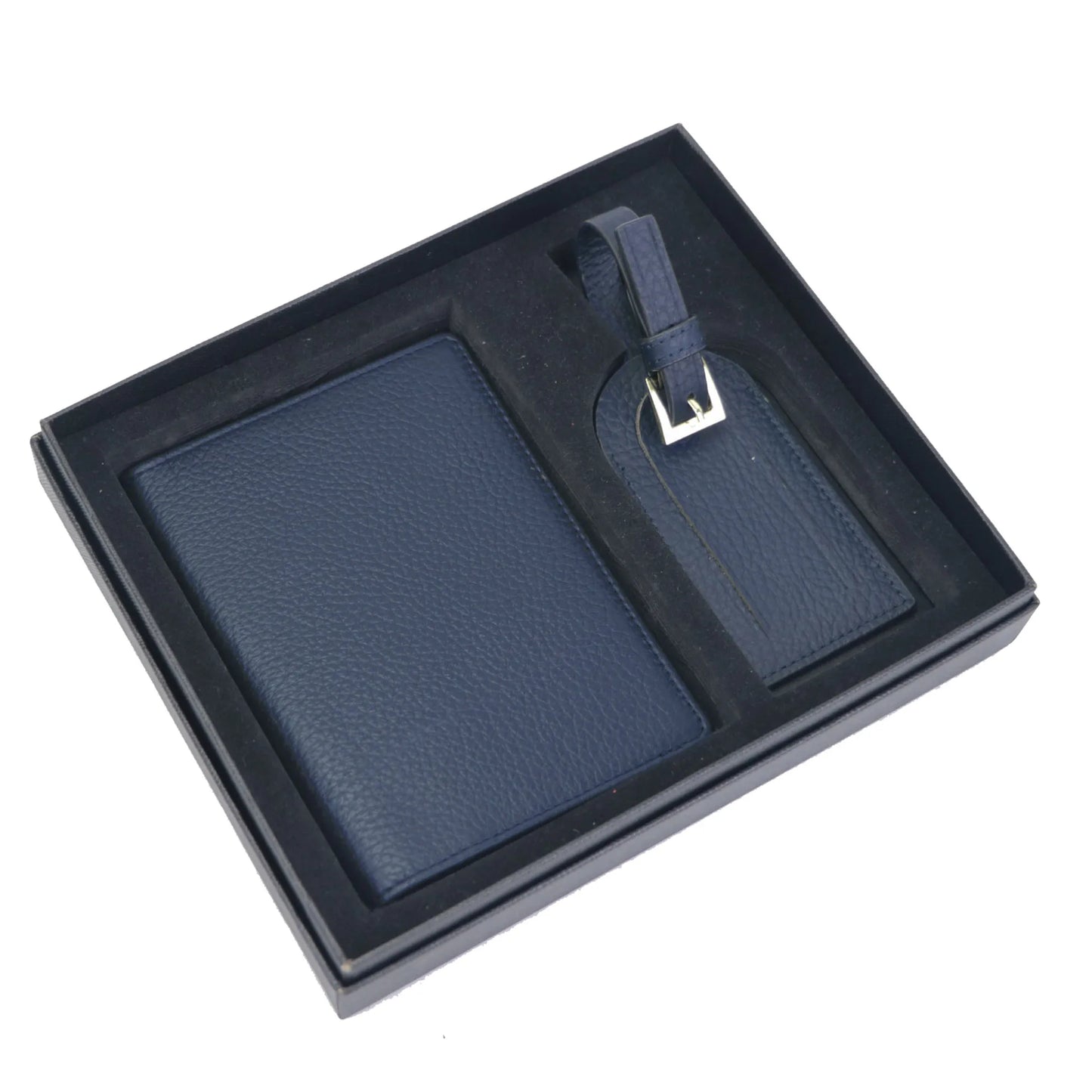 Gift Set Passport Holder Cow Pebble Leather Luggage Tag Passport Cover