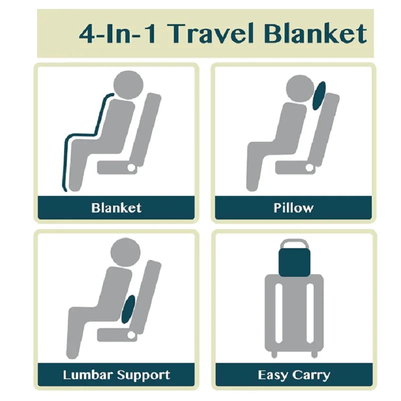 Airplane Blanket with Soft Pillowcase Travel Essentials