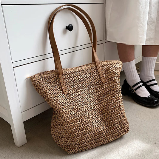 Hand-Woven Bohemian Summer Fashion Straw Beach Bag