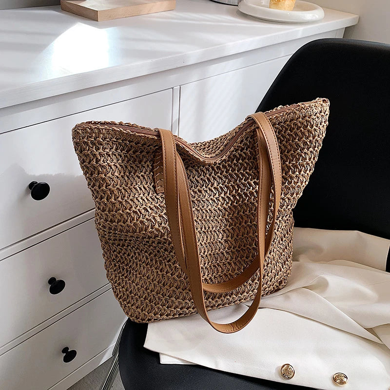 Hand-Woven Bohemian Summer Fashion Straw Beach Bag