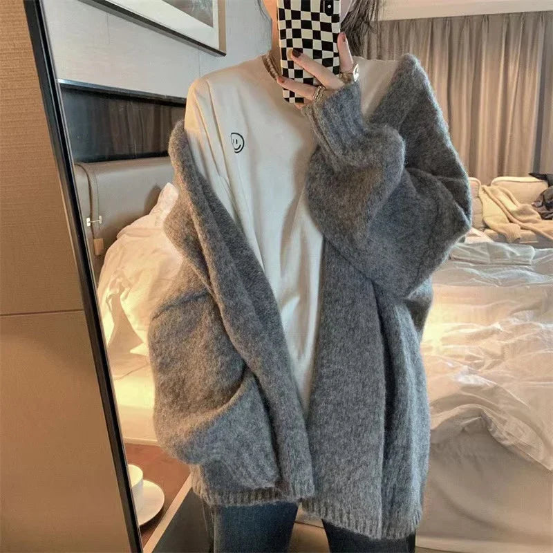 Thicken Warm Women Cardigan Sweater Soft Loose Knitted Coat