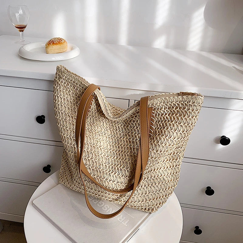 Hand-Woven Bohemian Summer Fashion Straw Beach Bag