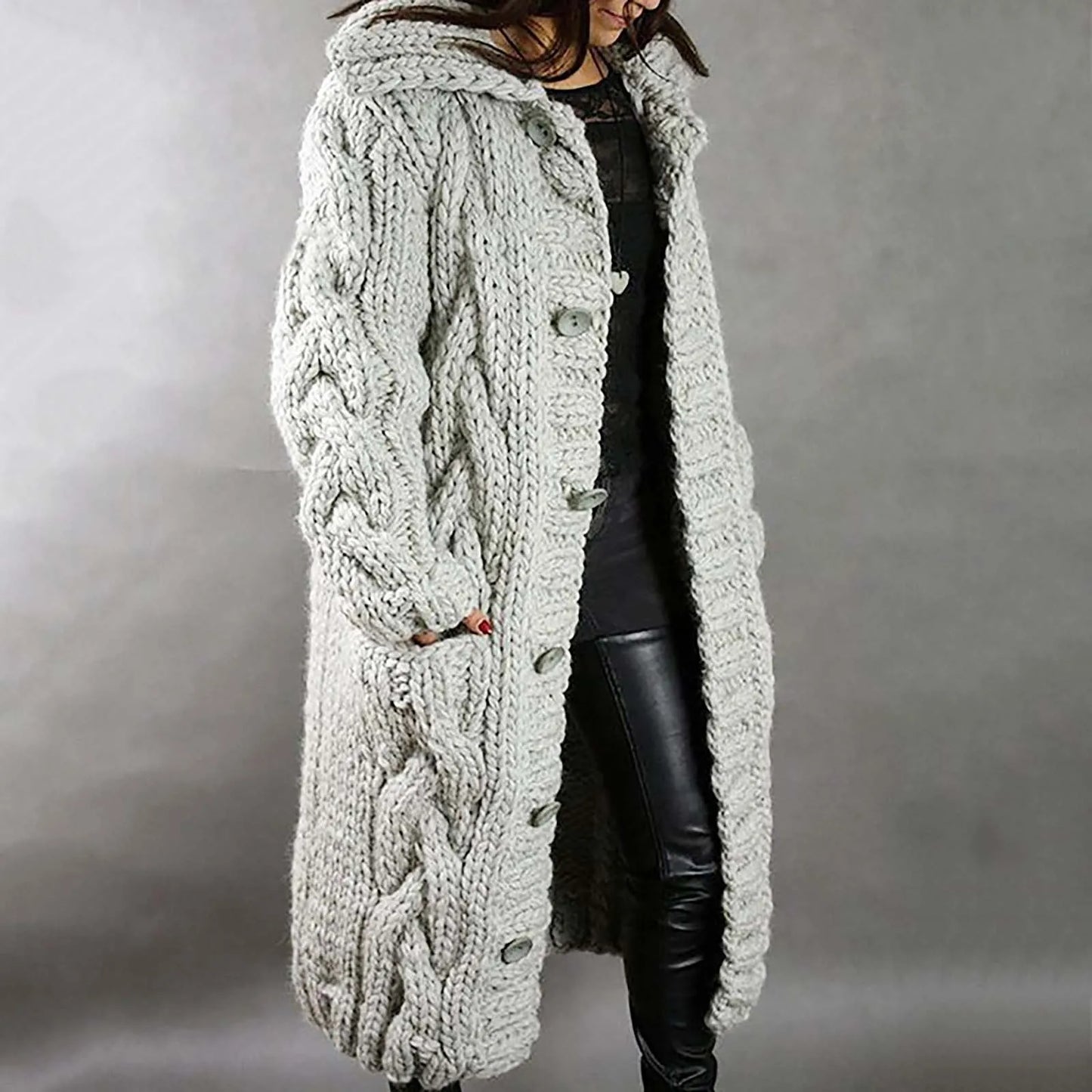 Womens Single Cardigan Sweater Coat With Pocket