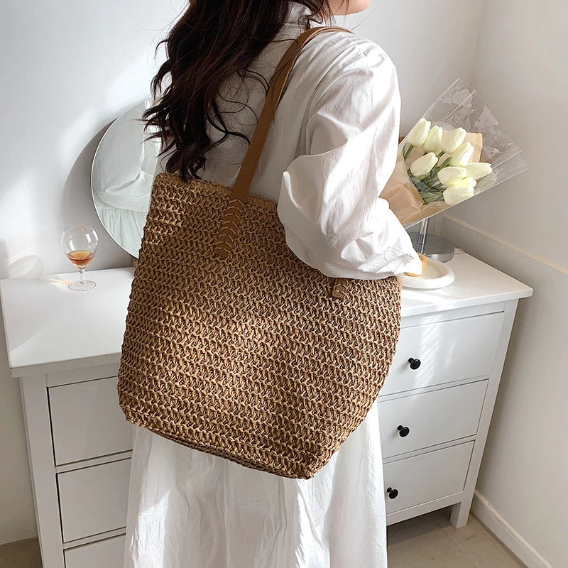 Hand-Woven Bohemian Summer Fashion Straw Beach Bag
