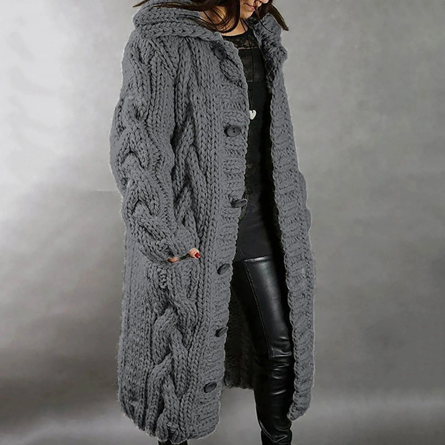 Womens Single Cardigan Sweater Coat With Pocket