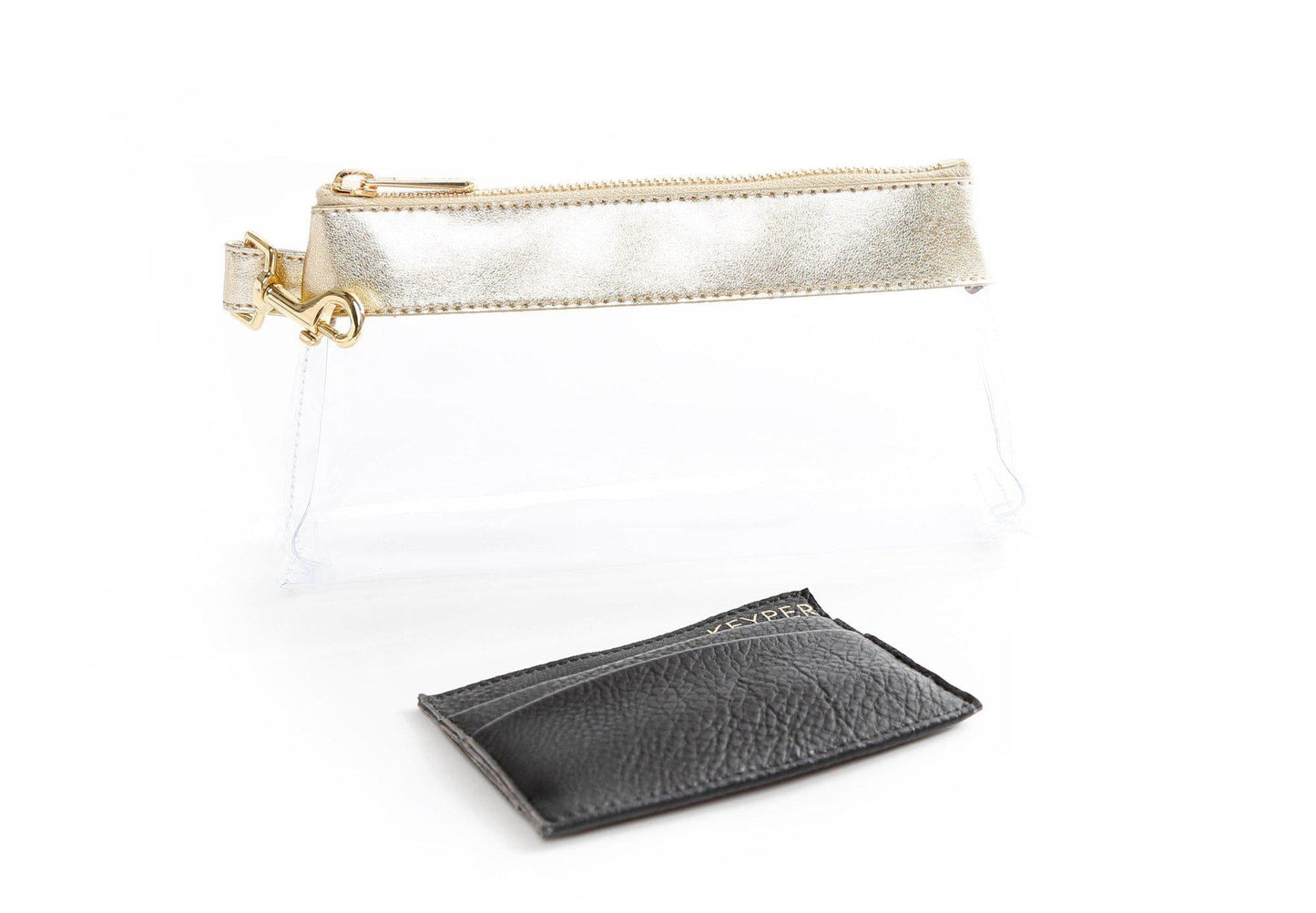 Rich Gold CLEAR Bag -Leather Trim