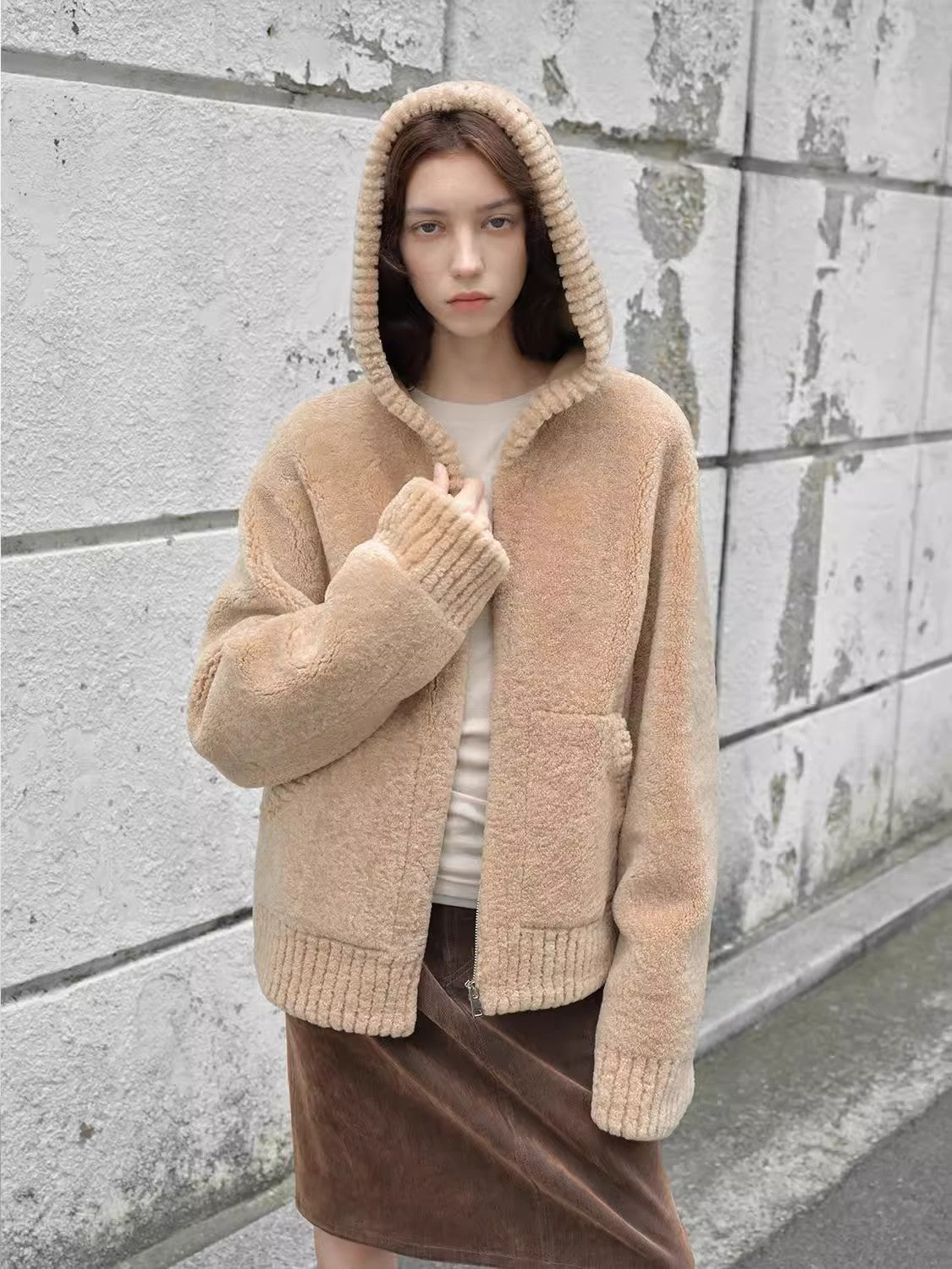 Women's Hooded Merino Sheepskin Jacket