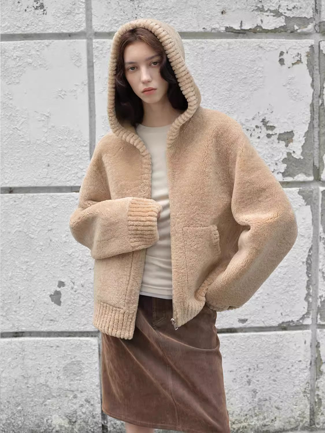 Women's Hooded Merino Sheepskin Jacket