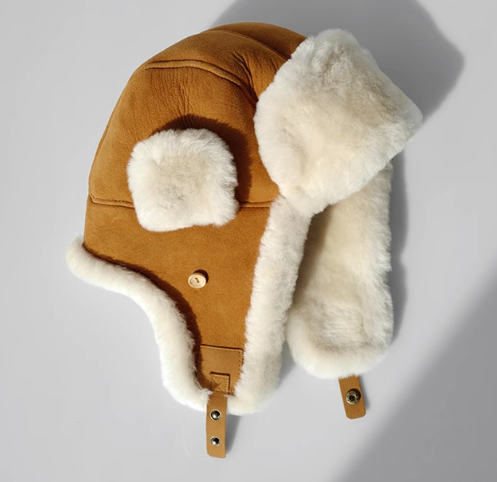 Genuine Suede Merino Wool Aviator Hat