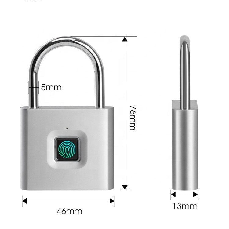 Indoor Zinc Alloy Luggage Locker Keyless Electronic Fingerprint Smart Padlock