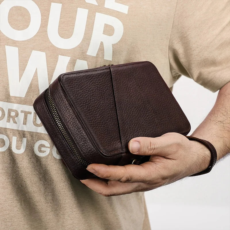 Genuine Leather Travel Case Cable and Charger Travel Organizer