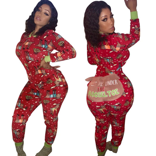 Christmas Pajamas Loungewear Onesie Sleep Lounge Wear Set Women Sleepwear