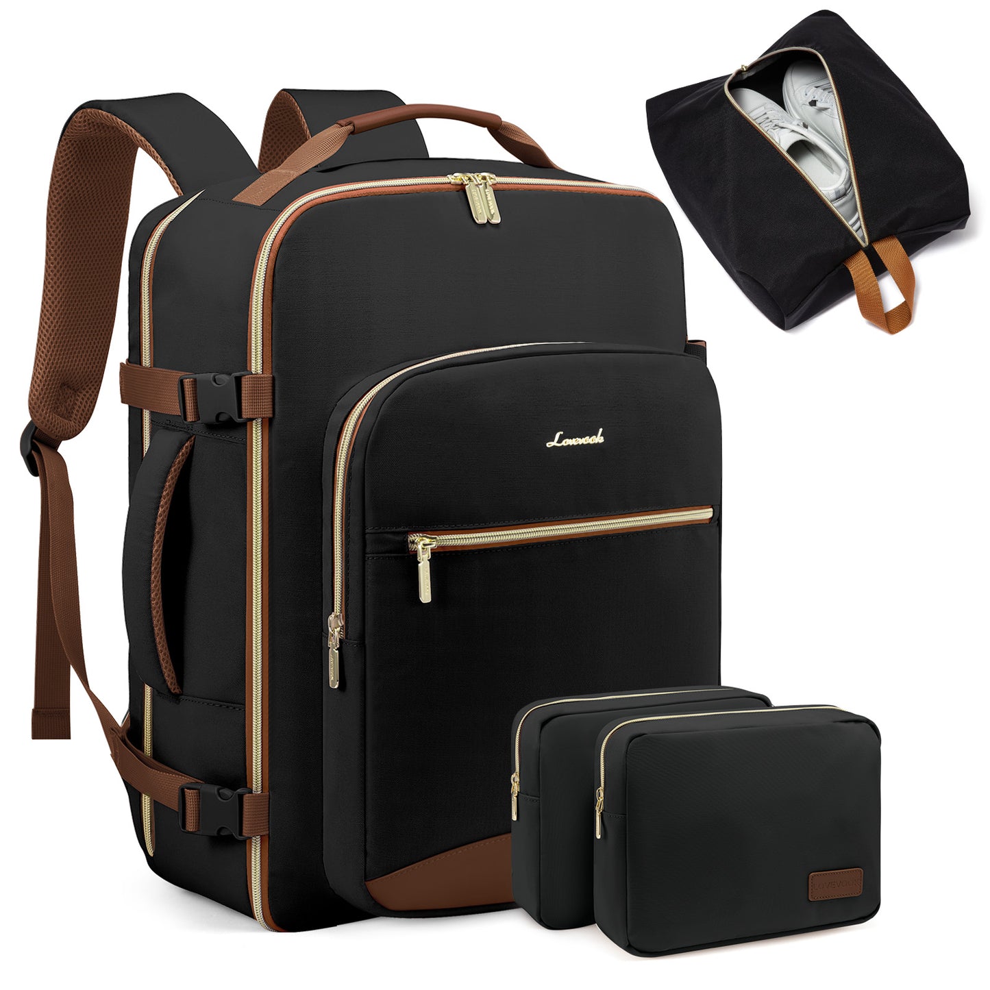 TSA Flight Approved Carry on Backpack Waterproof Luggage With 3 Packing Cubes