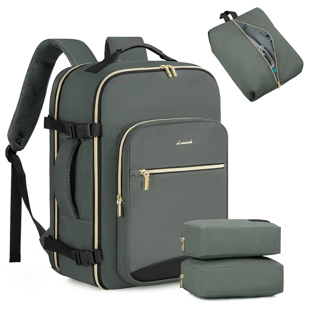 TSA Flight Approved Carry on Backpack Waterproof Luggage With 3 Packing Cubes