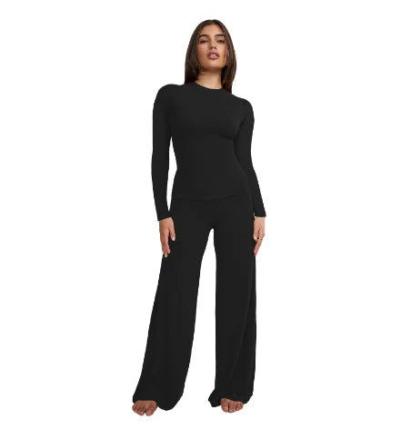 Women Fitted Two Piece Ribbed Loungewear Set