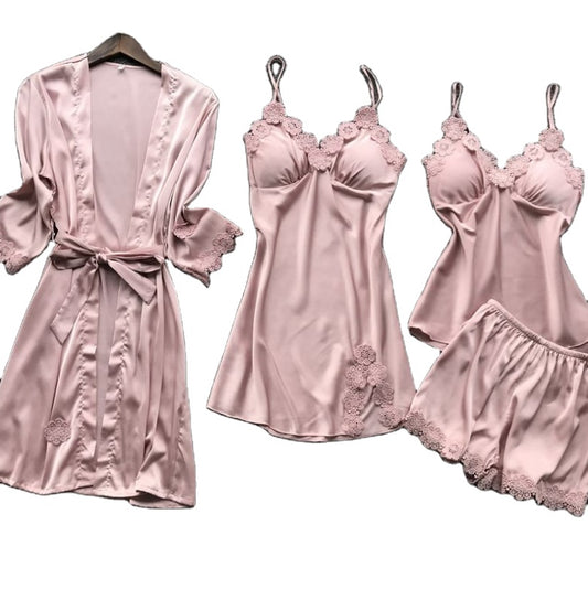 4 Pieces Pajamas Set: Night Gown, Long Dress, Short Dress and Pants
