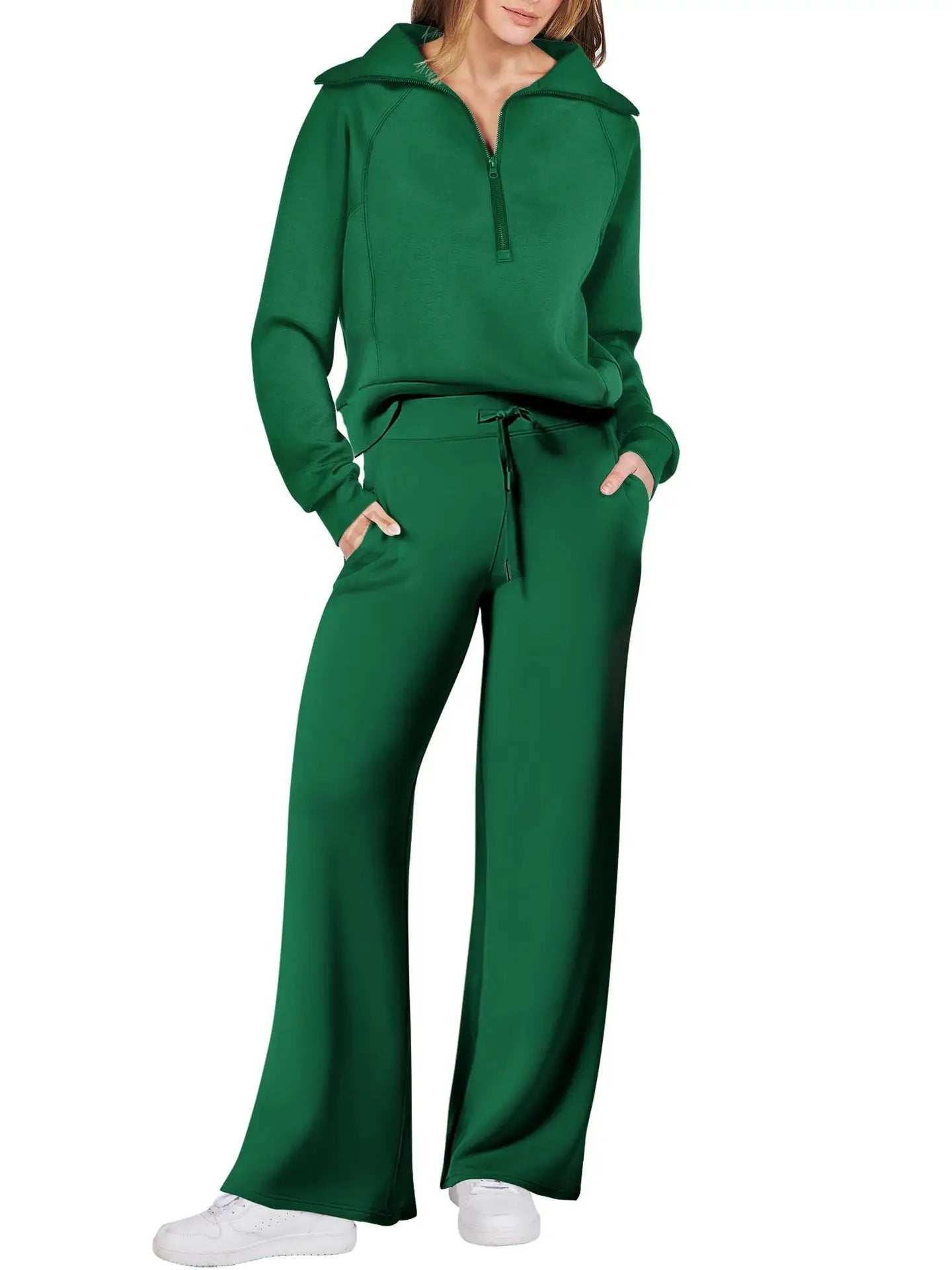 Loungewear Sets Quarter Zip Pullover Sweatshirts With Wide Leg Sweatpants