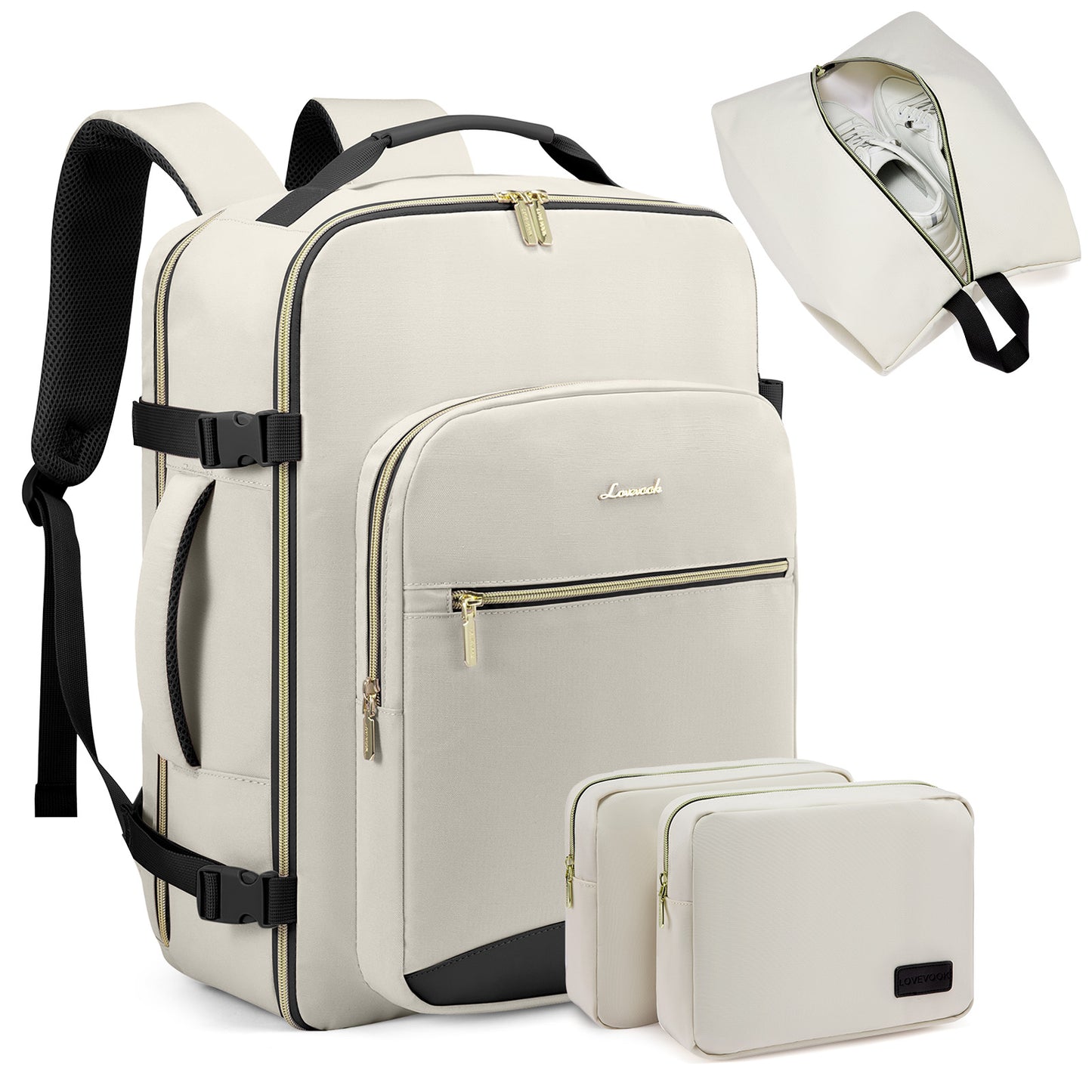 TSA Flight Approved Carry on Backpack Waterproof Luggage With 3 Packing Cubes
