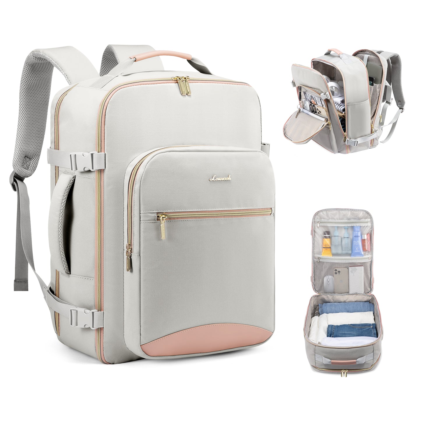 TSA Flight Approved Carry on Backpack Waterproof Luggage With 3 Packing Cubes
