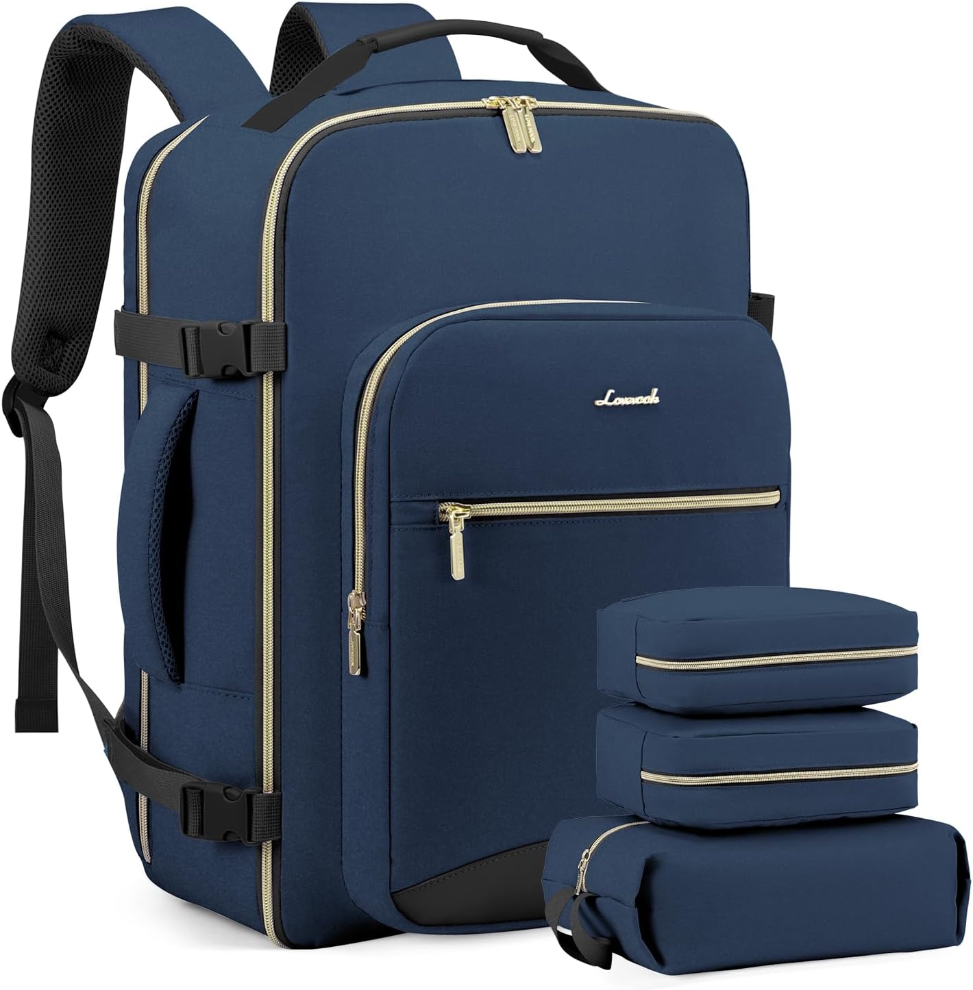 TSA Flight Approved Carry on Backpack Waterproof Luggage With 3 Packing Cubes