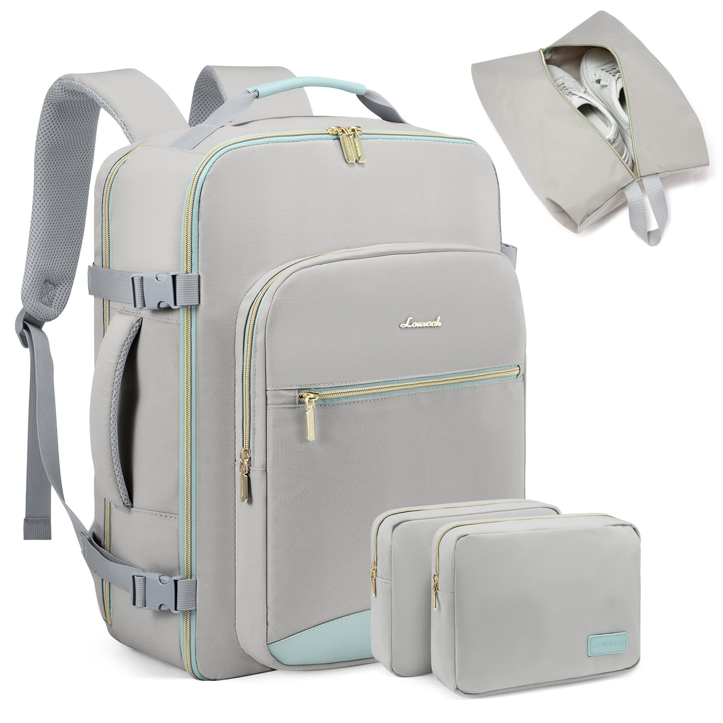 TSA Flight Approved Carry on Backpack Waterproof Luggage With 3 Packing Cubes