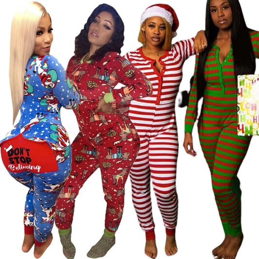 Christmas Pajamas Loungewear Onesie Sleep Lounge Wear Set Women Sleepwear