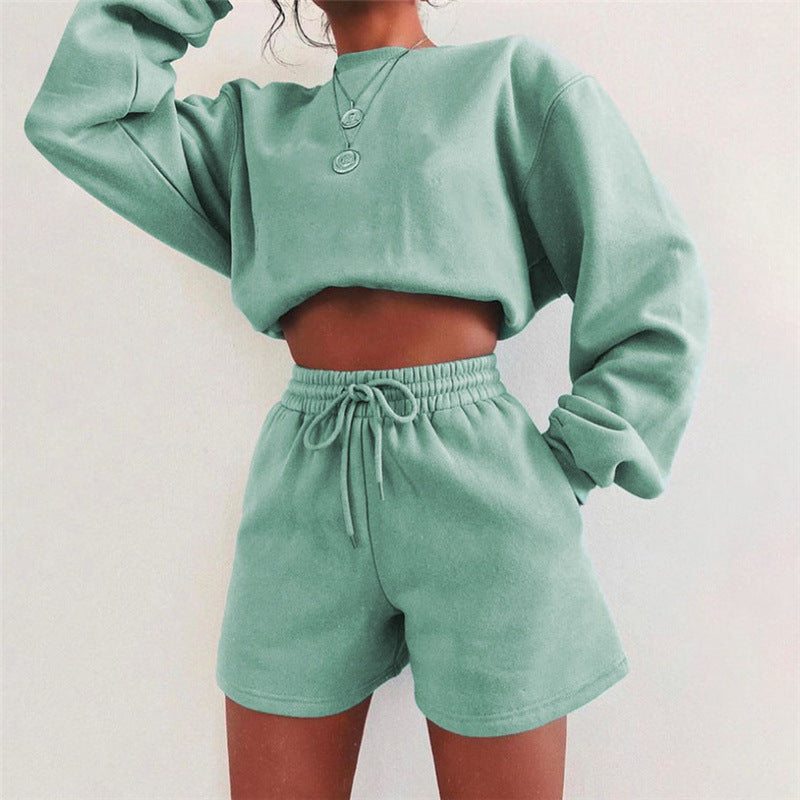 Long-Sleeved Loungewear Fleece Thicker Loose Jogger Set