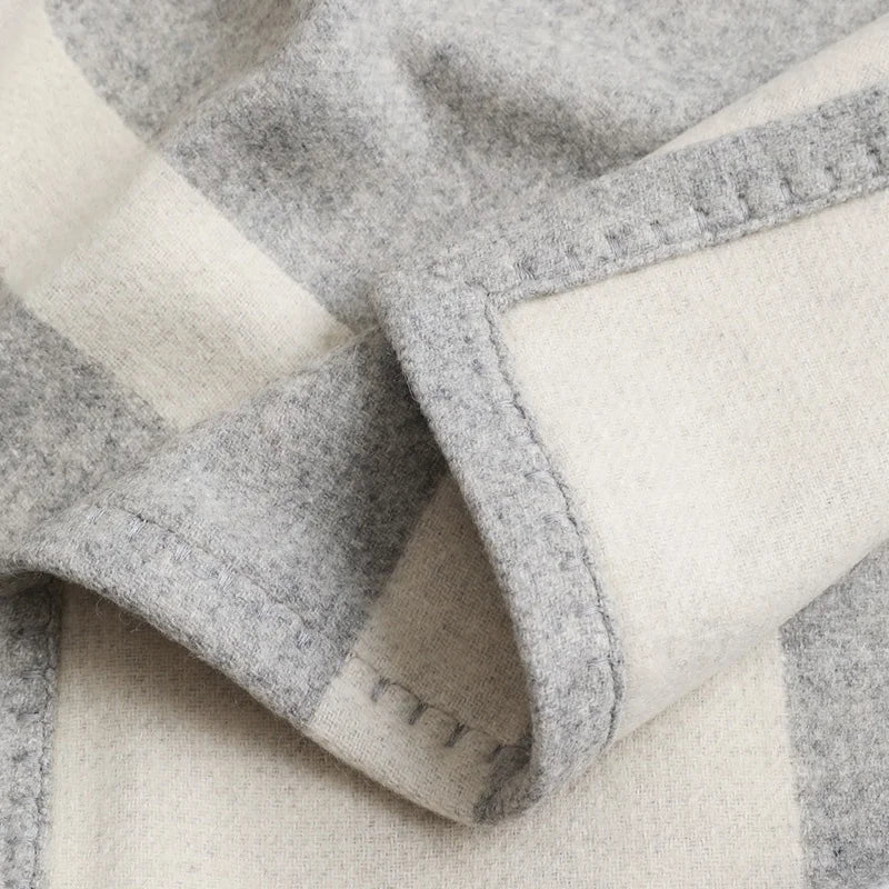 Wool Cashmere King Size Woven Luxury 100% Wool Fleece Throw