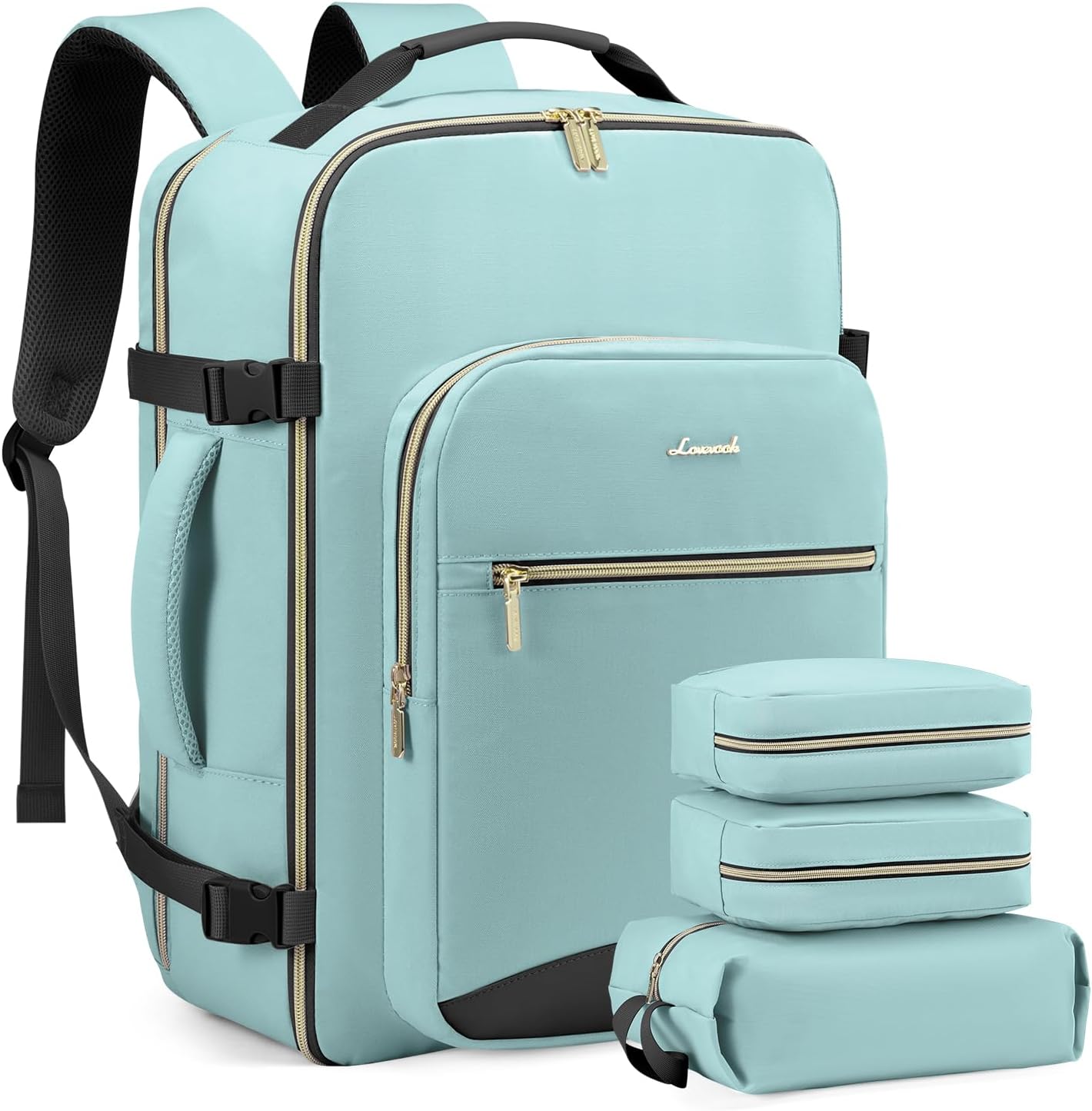 TSA Flight Approved Carry on Backpack Waterproof Luggage With 3 Packing Cubes