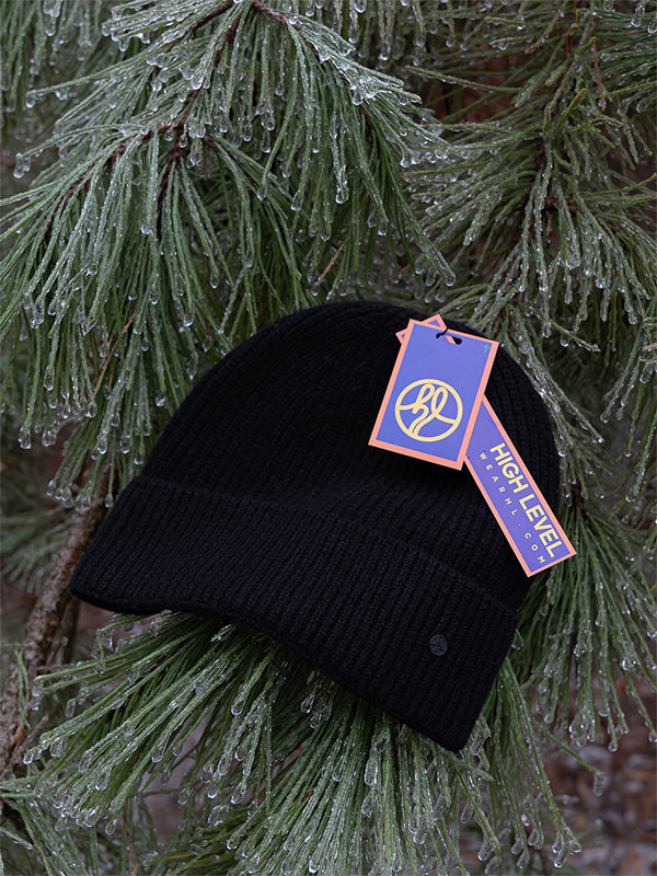 Cashmere Beanie Hat Black