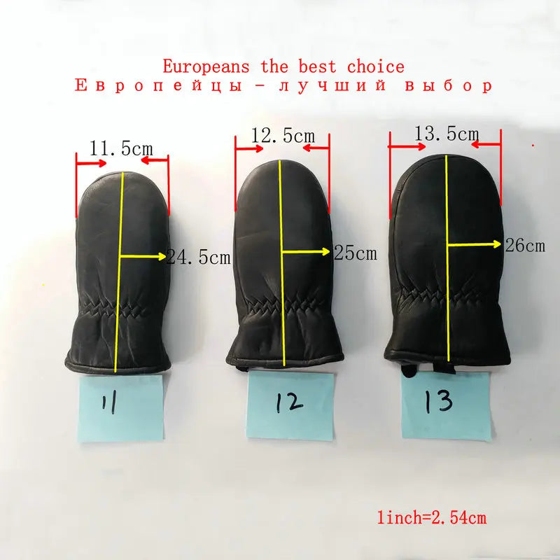Men's  Gloves Leather Warm Outdoor Double Layer Sheepskin Windproof Waterproof