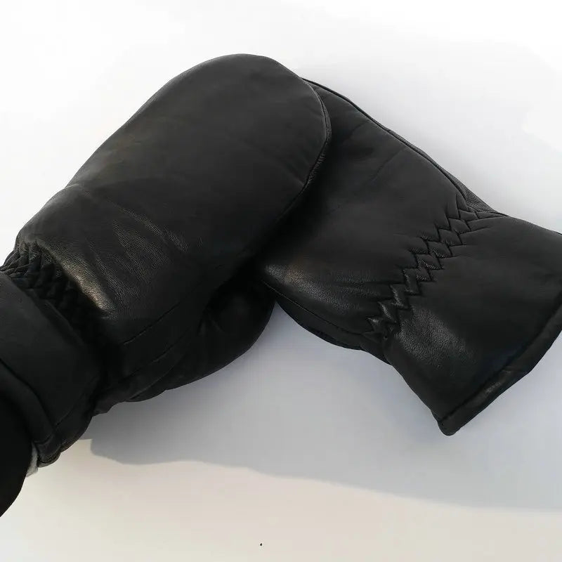 Men's  Gloves Leather Warm Outdoor Double Layer Sheepskin Windproof Waterproof