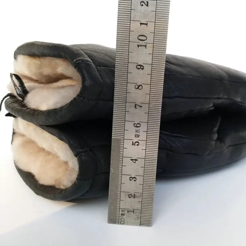 Men's  Gloves Leather Warm Outdoor Double Layer Sheepskin Windproof Waterproof