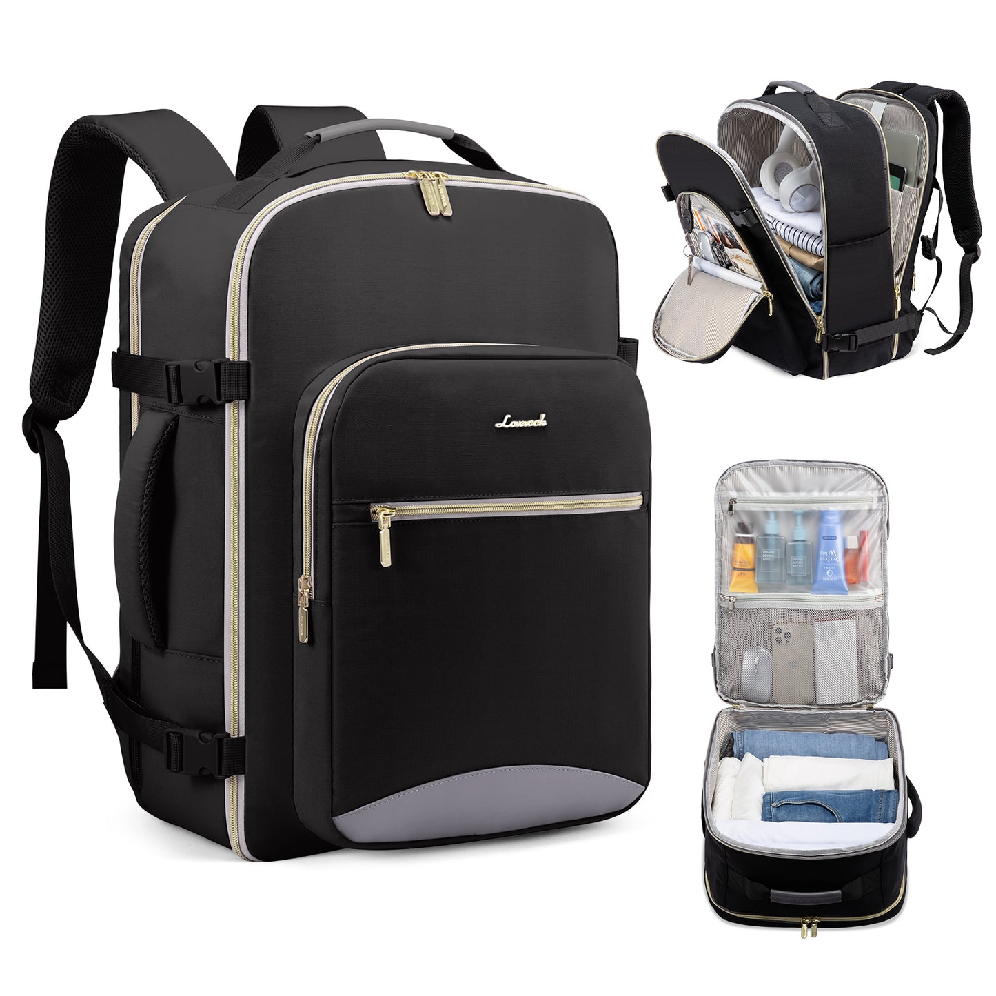TSA Flight Approved Carry on Backpack Waterproof Luggage With 3 Packing Cubes
